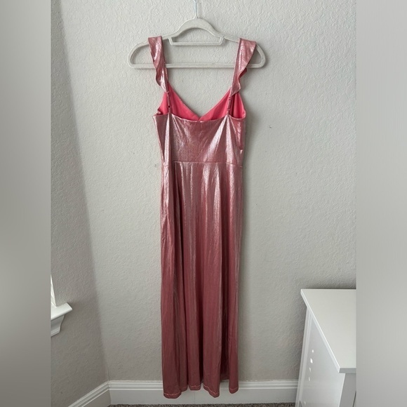 WAYF Mina Metallic Ruffle strap gown Size Small - Picture 5 of 11